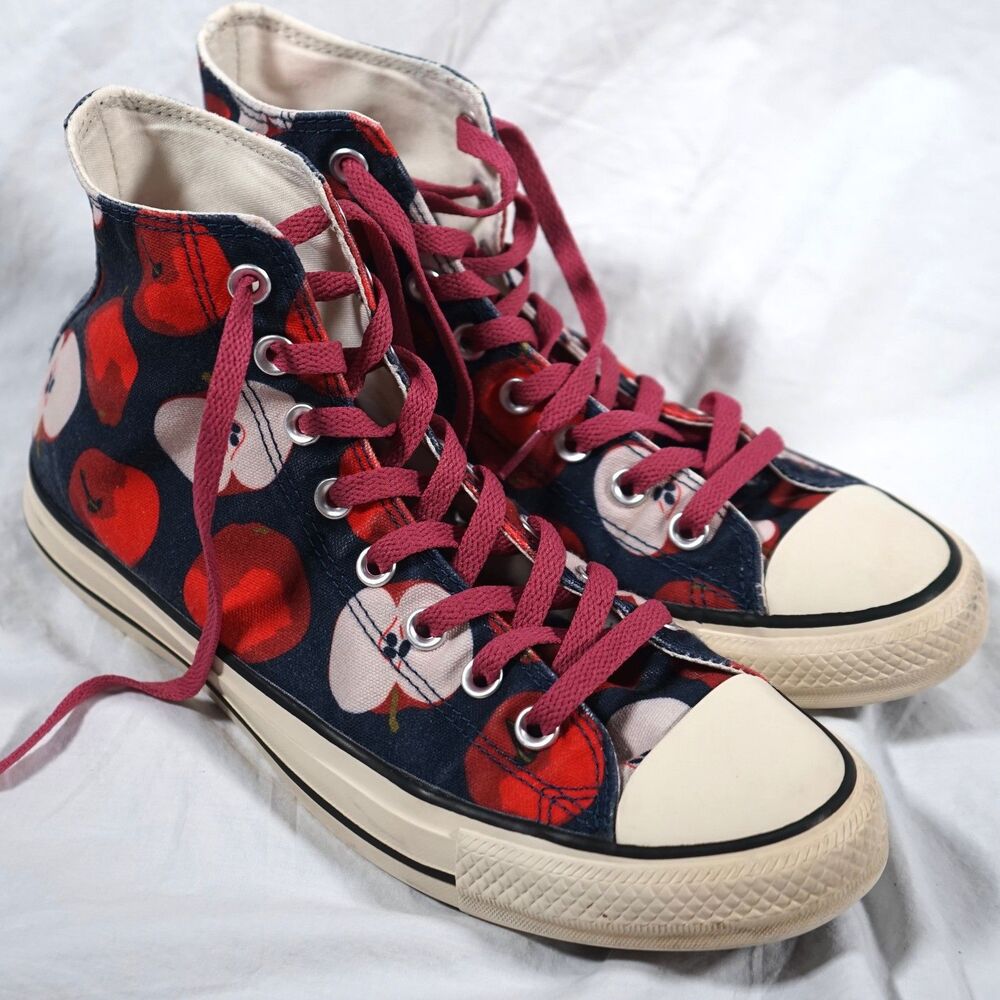 Converse Hi Top Apple Pattern Sneakers Women's 10